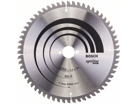 Disco de Sierra Circular BOSCH Optiline Madera 250x30x3.2 mm - 60