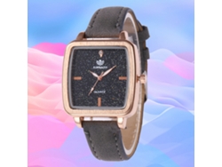 Reloj De Pulsera Cuadrado Unisex Para Parejas Con Correa De Piel Sintética Y Movimiento De Cuarzo Gris.