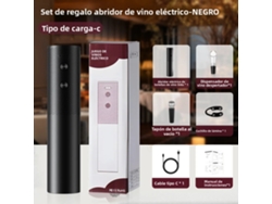 (Negro) Abrebotellas eléctrico recargable, diseño de un solo botón, perfecto para fiestas y Navidad.