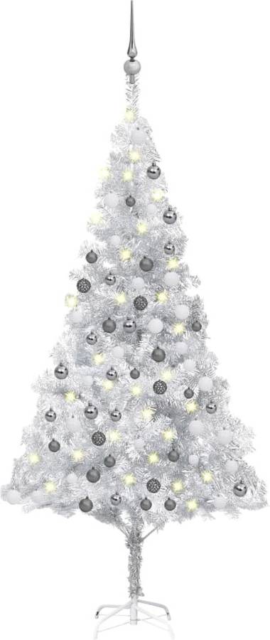 Árbol de Navidad VIDAXL con Luzes LED y Bolas (Plateado - 93x18 cm)
