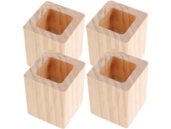 4 Elevadores De Madera Cuadrados De 4 Piezas Para Aumentar La Altura De La Mesa.