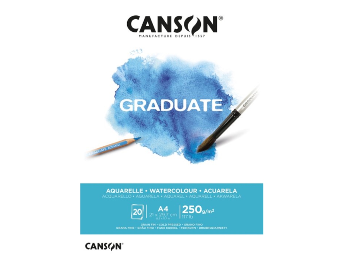 BLOC ACUARELA CANSON GRADUATE A4 20 HJ. 250 Gr