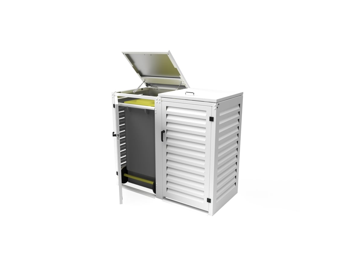 Contenedor doble para residuos de exterior ATOLE, aluminio blanco | ATOLE