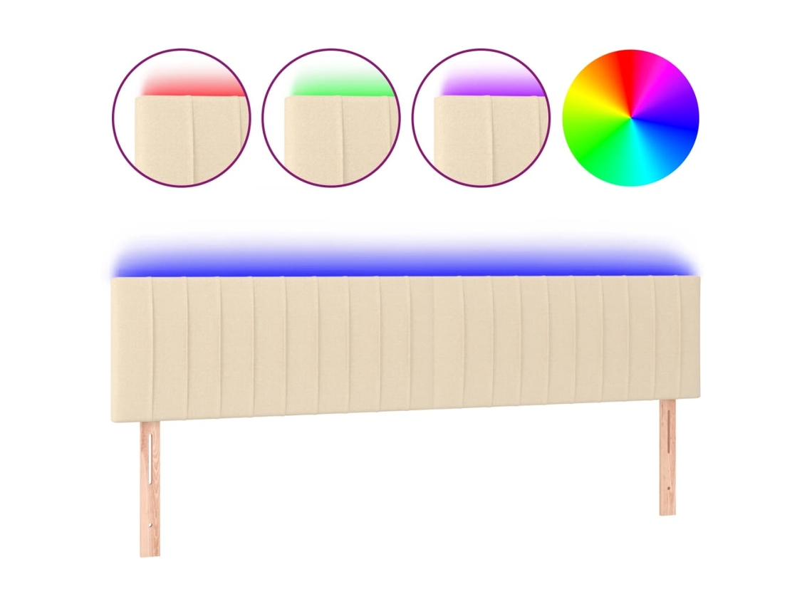 Cabecero con luces LED, tejido color crema, MAISON EXCLUSIVE (180x5x78 cm)