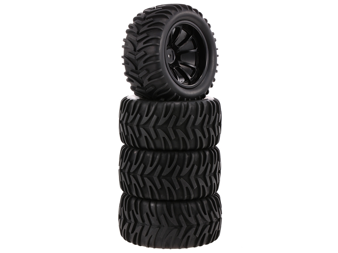 4pcs Neumáticos Off-road 1/10 Con Dibujo De Pisada Double V Y Llanta De 10 Rayos Para Camiones Monster Hsp Hpi Redcat Rc4wd