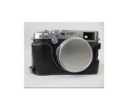 Funda protectora de media cámara de cuero genuino compatible con Fujifilm X100f Facpoet