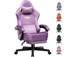 Gtplayer Silla De Juegos Con Apoyo Para Pies Para Adultos, Tela De Terciopelo, Morado