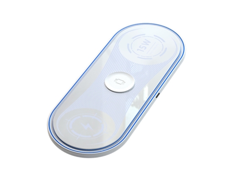 Cargador YDCY sin Cable 3 en 1 Carga rápido con luz ambiente Doble (15 W - Blanco)
