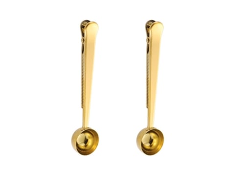 2 cucharas de acero inoxidable para café y té, ideal para medir café, té, proteína en polvo (oro)