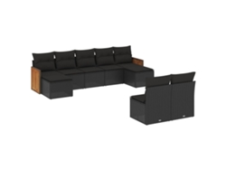 Conjunto 9 de sofás de jardín VIDAXL y cojines ratán sintético negro