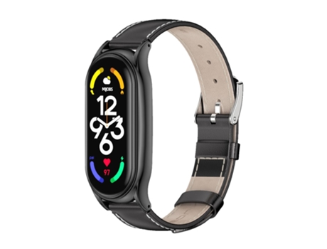 Correa Smartwatch para Xiaomi Mi Band 7/7 NFC MIJOBS Plus Cuero Genuino (Negro)