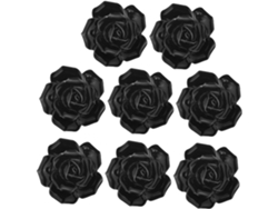 Juego De 8 Tiradores Cerámica En Negro Y Rosa Para Puertas, Pomos Modernos Con Roseta Armarios