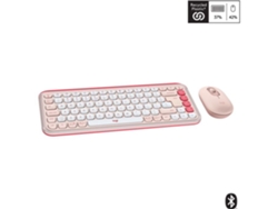 Conjunto Teclado Y Ratón Logitech Pop Icon Combo Rosa Inalámbrico 4000dpi 4 Botones