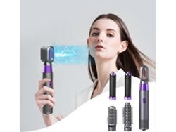 Secador de pelo eléctrico 5 en 1 con cepillo calefactor, multifuncional para cabello húmedo y seco, rizador y secador de pelo.