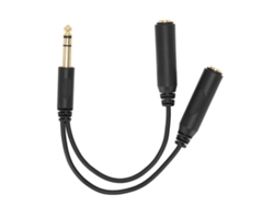 Cable Adaptador De Audio De 6,35 Mm Macho A Dos Hembras Con Conectores Chapados En Oro Y Blindaje De Latón Puro.
