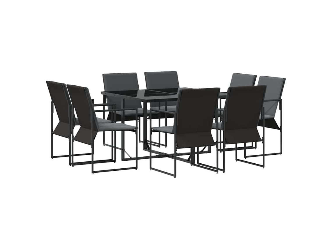 Maison Exclusive - Conjunto De Comedor De Jardín 9 Pcs Negro Acero