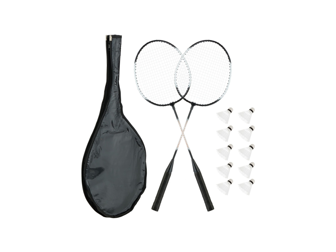 Conjunto De Badminton Relaxdays Com Bolsa, 2 Raquetes, 10 Petecas, Jogo Para Crianças E Adultos, Preto/branco
