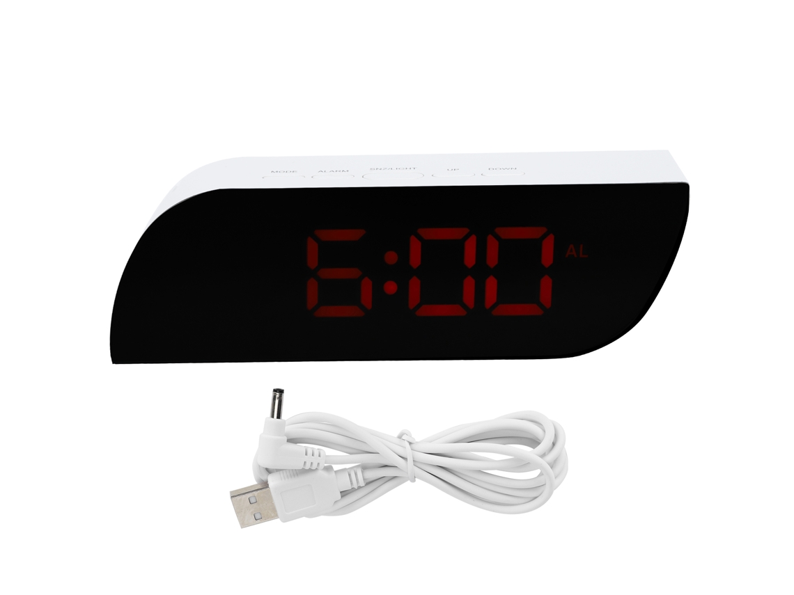 Reloj Digital Led Con Alarma 12/24h Brillo Ajustable Luz Nocturna Mesa Noche Ghy-0801rojo