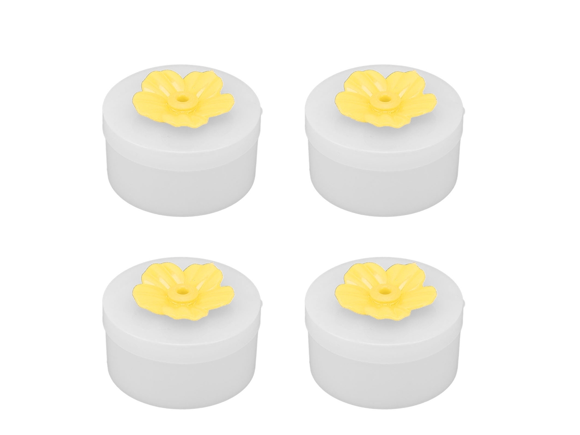 4 Piezas Comedero Para Colibríes De Forma Floral Manual Herramienta De Alimentación Para Aves Silvestres Jardín Exterior Amarillo