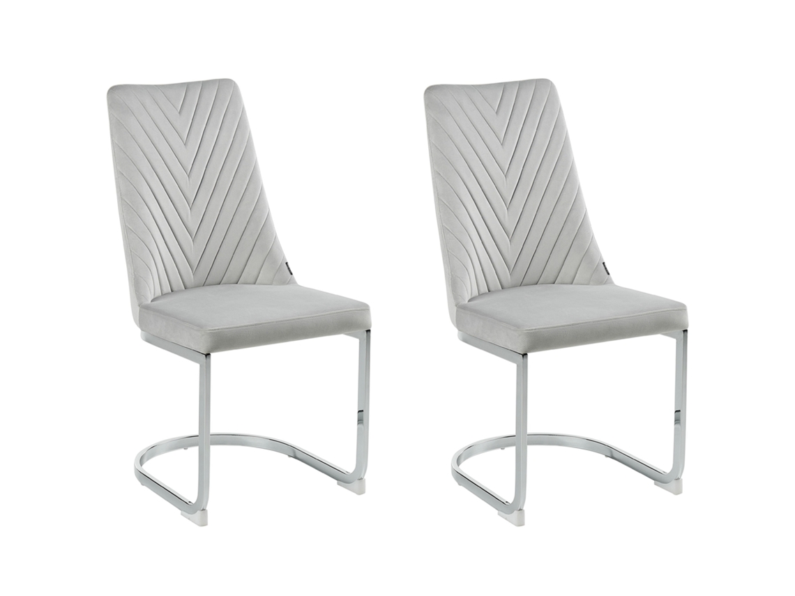 Cadeiras cantiléver com estrutura cromada BELIANI Altoona de Veludo Cinzento 45x55x94