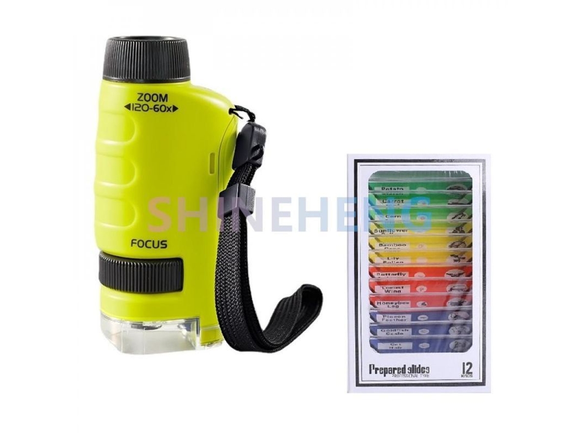Microscopio De Bolsillo Para Niños, Mini Kit Científico Portátil De 60-120x Con Luz Led, Juguete Educativo Stem Para Niños Y Niñas.