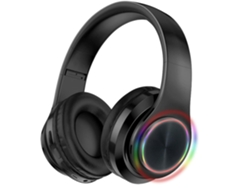 Auriculares Bluetooth 5.1 de diadema con hasta 8 horas de reproducción, LED y micrófono, ranura para tarjeta SD/TF, B39 Negro