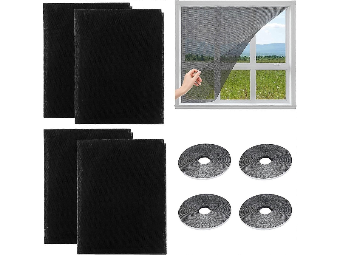 Omni-4 Moustiquaires Para Ventana 150x130cm, Malla De Poliéster Anti-insectos Con 4 Cintas Adhesivas Autoadhesivas, Cortable Y Fácil De Instalar