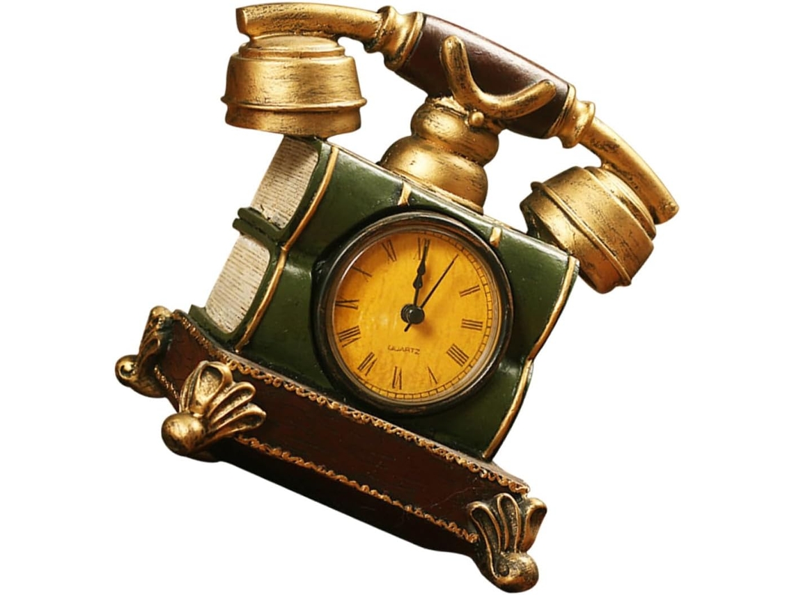 Reloj De Péndulo Decorativo Retro De Resina Con Forma De Teléfono, Ideal Para Escritorio O El Hogar. Un Regalo Original Para La Sala De Estar...