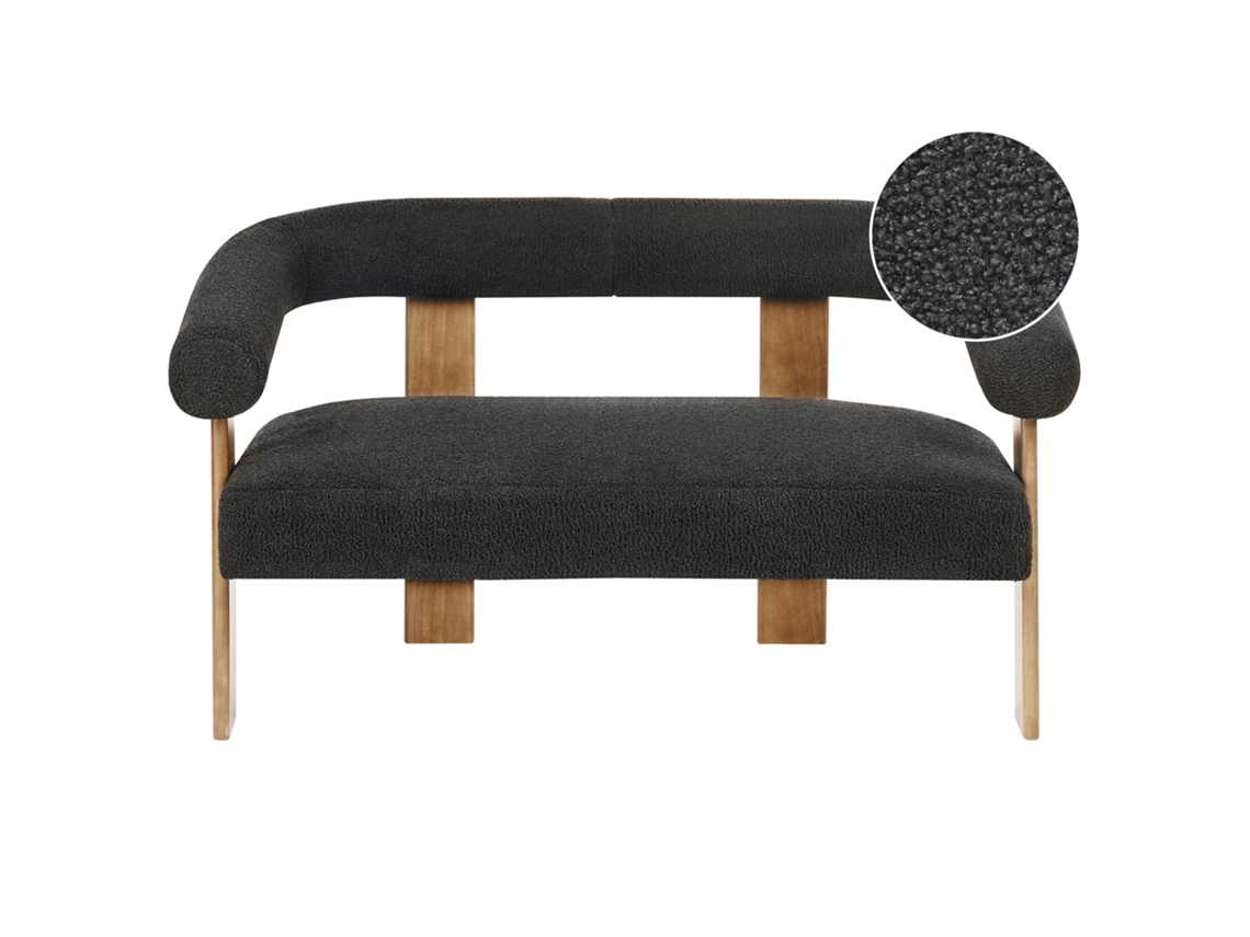 Sofá Beliani Ilbro de 2 Plazas Bouclé negro 138x68x76