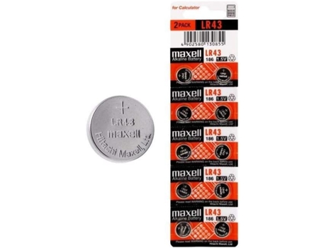Pack de 10 Pilas Alcalinas de Boton Lr43 1.5V MAXELL