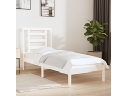 Estructura De Cama Madera Maciza Individual Blanco 75x190 Cm