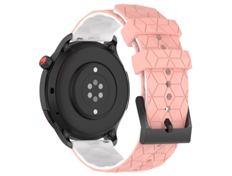 Correa de Silicona patrón de fútbol bicolor 22mm para Huami Amazfit GTR 4 46mm - rosa/blanco