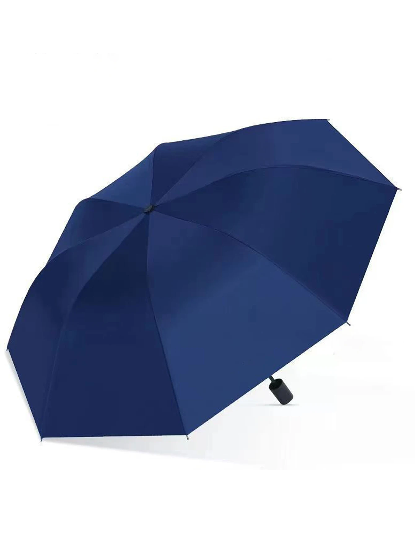 Paraguas Manual De Goma (azul Marino), Grueso Y Duradero, Con 8 Varillas, Resistente A Los Rayos Uv Y Plegable.