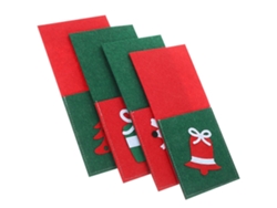 Organizador de cubiertos rectangular para mesa, estilo navideño, 20 x 10 cm, juego de 4 piezas Nostalgia88