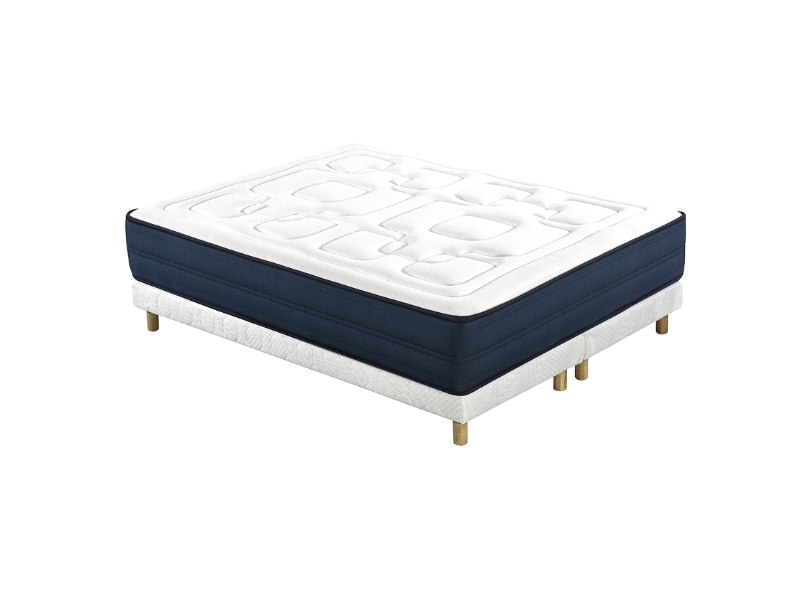 Cama 160 × 200 cm Con Somieres Tapizados Y Colchón Viscoelástico Benji Miliboo