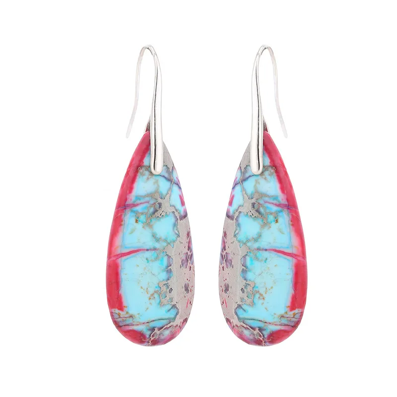 Pendientes Lujosos Y Coloridos Con Forma De Lágrima, Con Exquisitos Pendientes De Piedras Preciosas Naturales Con Propiedades Curativas.