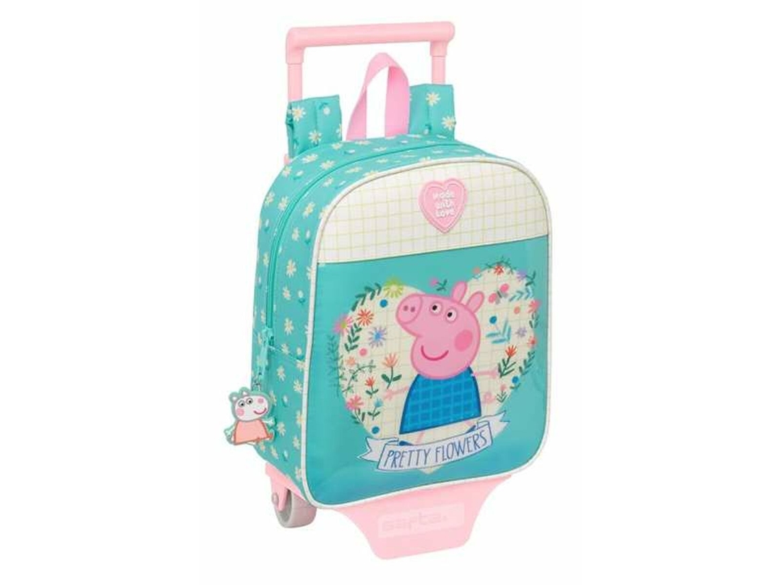 Mochila escolar con bonitas flores de Peppa Pig (azul - poliéster 300d)