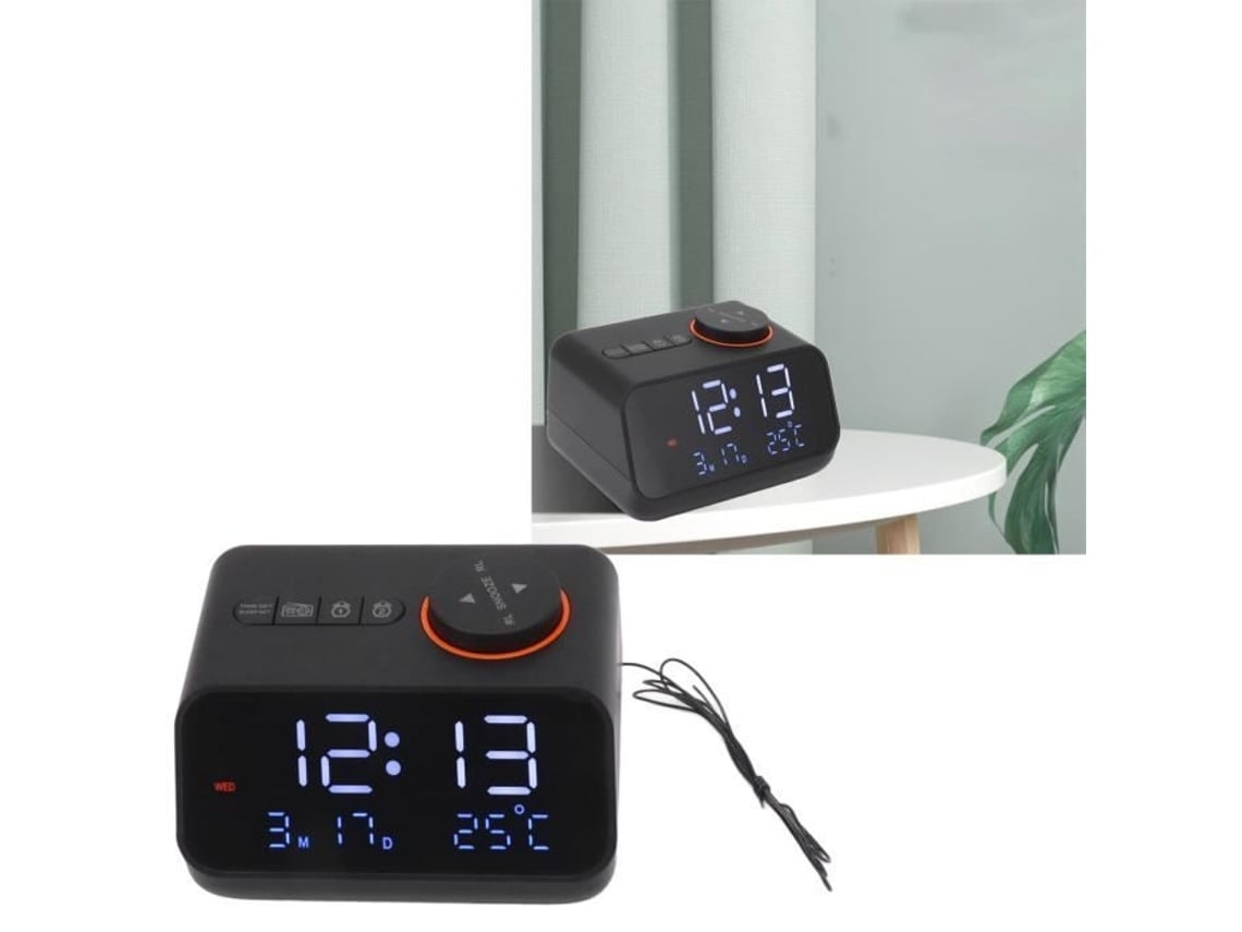 Reloj Despertador Digital Led Con Radio Fm, Termómetro Y Temporizador De Lavandería.