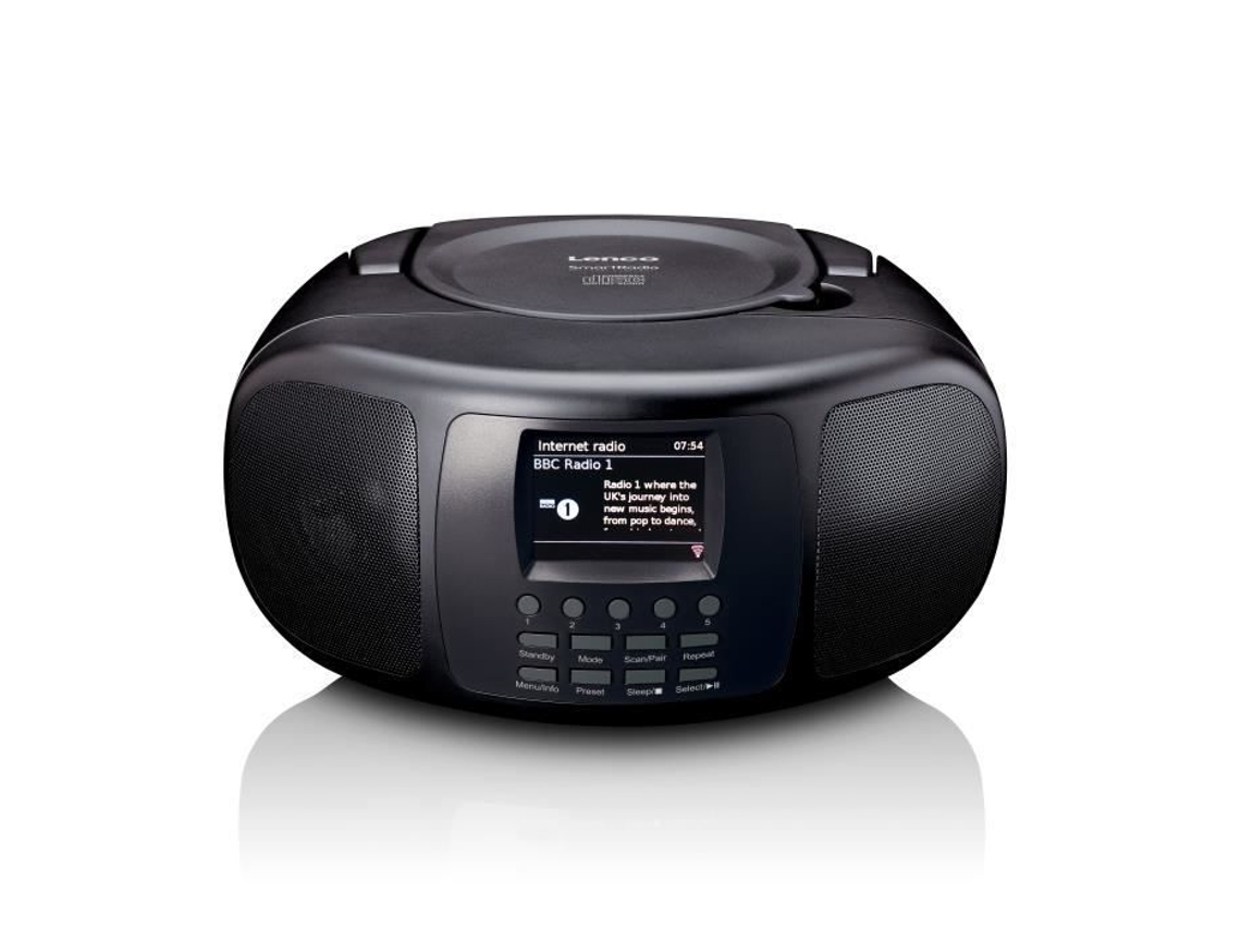 Radio por Internet portátil con reproductor de CD Bluetooth Dab/Fm y pantalla LCD grande en color Scd-6000Bk LENCO