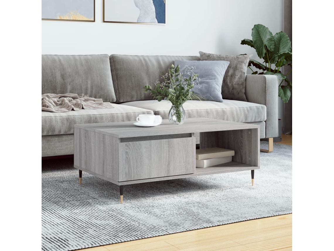 Mesa de centro de 90x60x35cm, madera gris Sonoma | HARLANV1