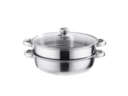 Olla vaporera de acero inoxidable de 28 cm, gran capacidad, multicapa, apta para lavavajillas.