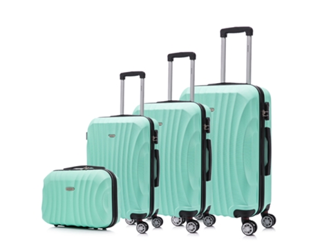 Juego de maletas ABS Rígida 4 pcs/Maleta Cabina 55cm/Maleta Mediana 68cm/Maleta Grande 78cm/Neceser 29cm RAYKONG
