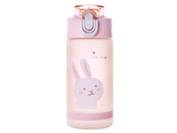 Botella de agua con pajita, botella de hidratación de plástico (550 ml, rosa)