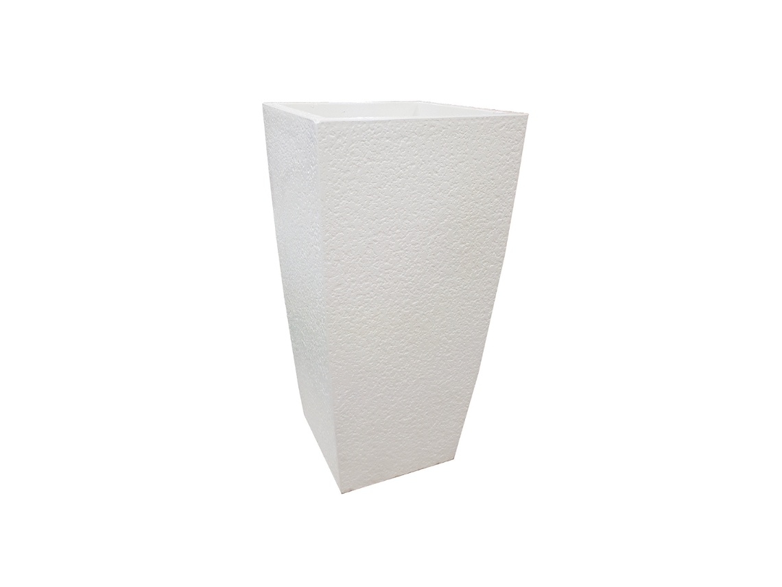 Jarrón de hormigón pintado de blanco - 27,5x27,5x51cm ARTICIMENTOS