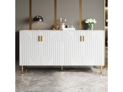 Aparador Moderno - 4 Puertas Con Patrón Ondulado - En Mdf - Blanco