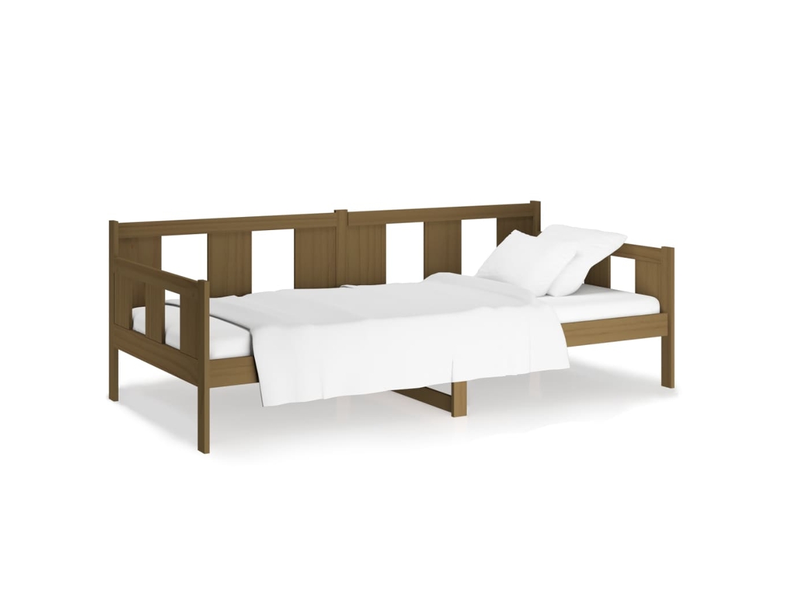 Sofá Cama Madera de Pino Macizo Marrón Miel (90x190 cm)