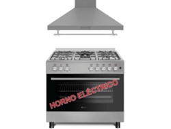Estufa Solthermic® Combo Pack F9l50e5i Inox Horno Eléctrico Panorámico Extractor de Aire 90 Inox