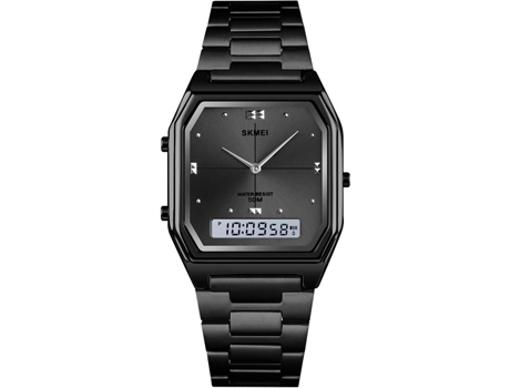 VEANXIN Reloj de pulsera para mujer con correa de acero inoxidable LED cuadrado resistente al agua-Oro