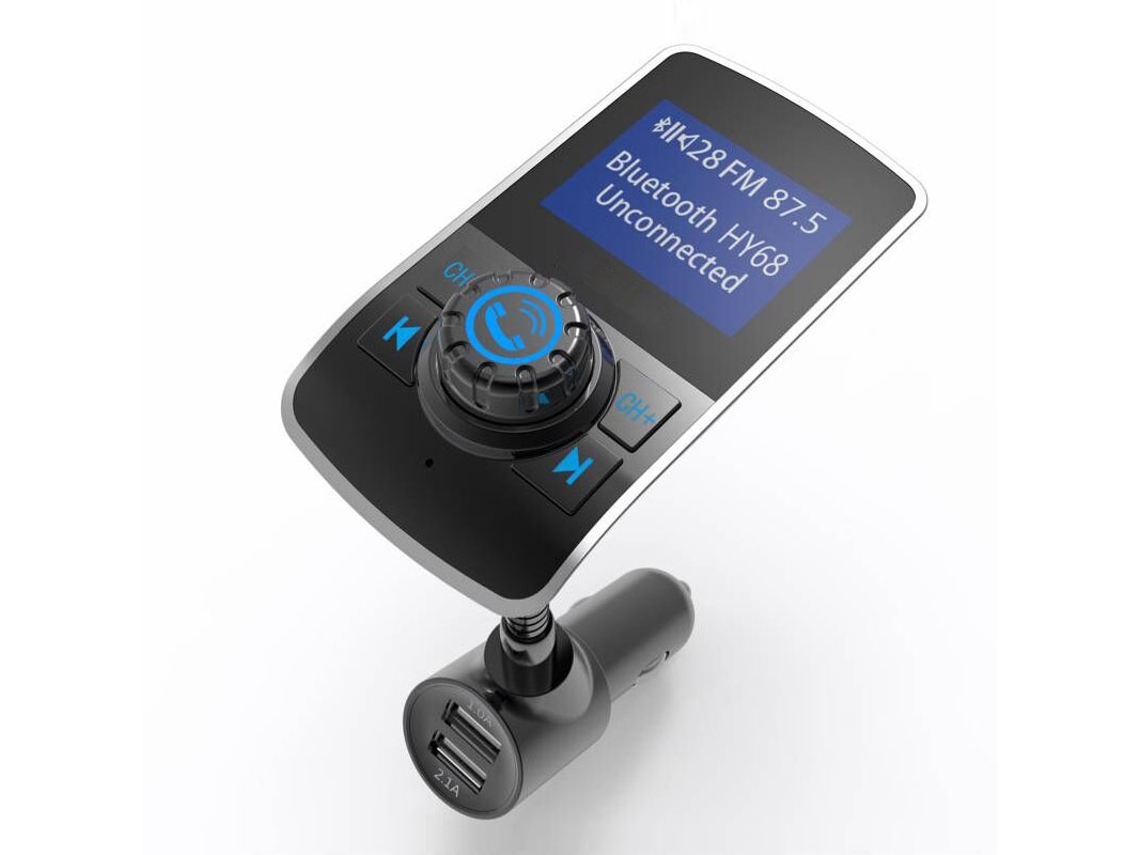 Kit de coche Bluetooth Manos libres Transmisor FM Reproductor de música MP3 Pantalla más grande de 1,44 pulgadas 5V 3.1A Cargador de coche USB dual (Negro) ENZONS