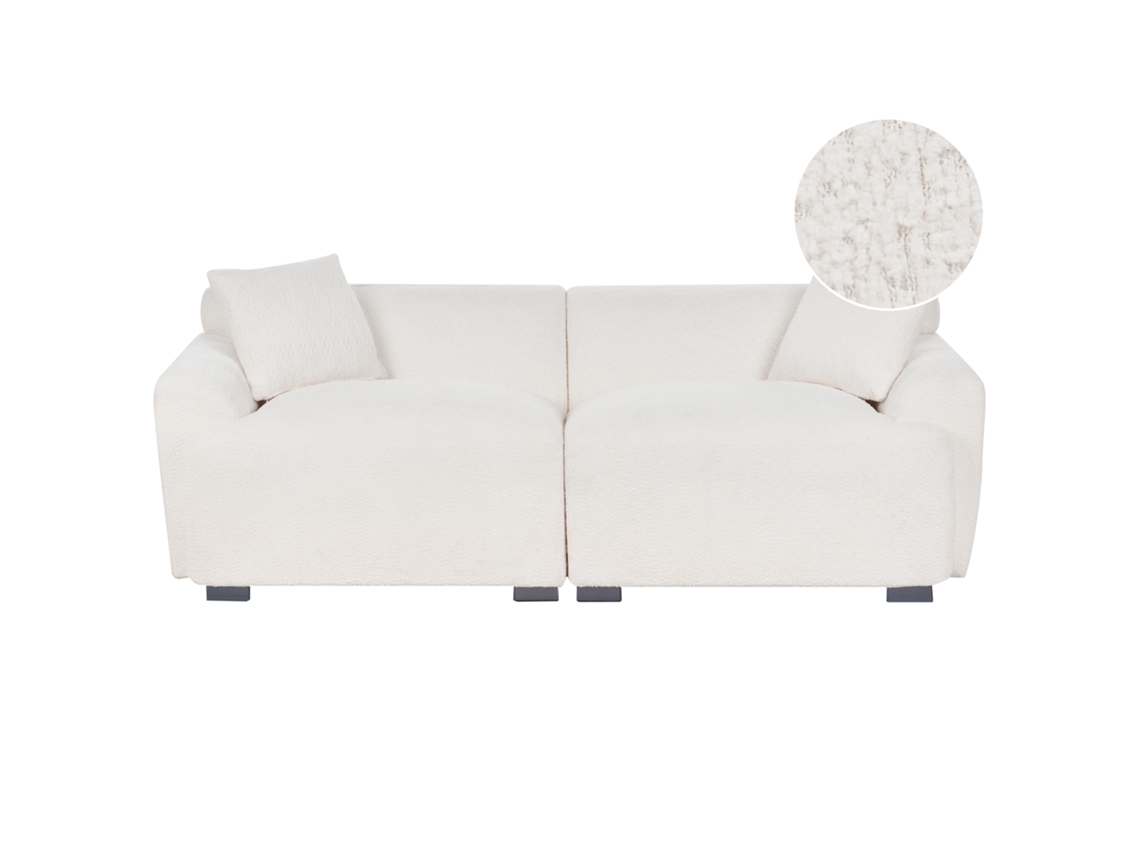 Beliani Sofá Korio De Bouclé 3 Plazas Blanco 216x86x72